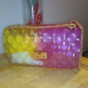 Large ombre( pink and yellow) Jelly handbag